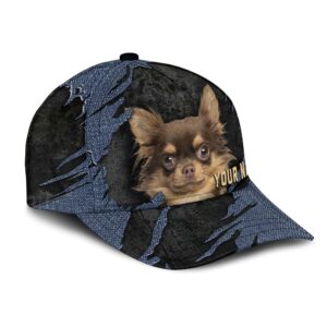 Chihuahua Jean Background Custom Name Cap Classic Baseball Cap All Over Print Gift For Dog Lovers 2 js1zkq