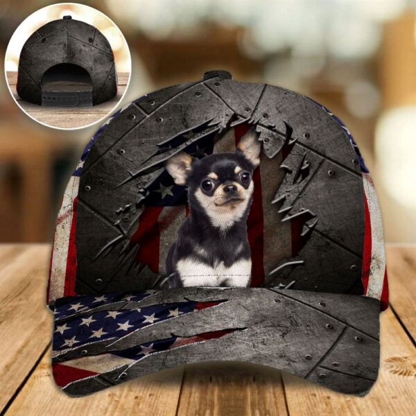 Chihuahua On The American Flag Cap Custom Photo – Hat For Going Out With Pets – Gifts Dog Hats For Relatives