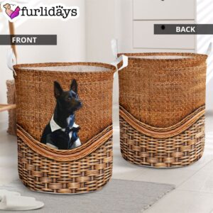 Chihuahua Rattan Texture Laundry Basket- Dog…