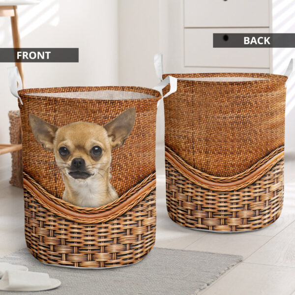Chihuahua Rattan Texture Laundry Basket – Dog Laundry Basket – Christmas Gift For Her – Home Decor