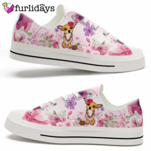 Chihuahua Wear Flowers Pink Low Top…