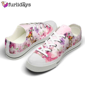 Chihuahua Wear Flowers Pink Low Top Shoes 2