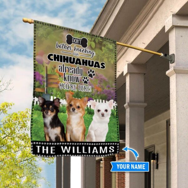 Chihuahuas Don’t Bother Knocking Personalized Flag – Garden Dog Flag – Custom Dog Garden Flags
