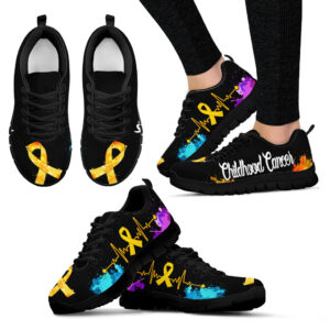 Childhood Cancer Shoes Art Heartbeat Sneaker Walking Shoes Best Gift For Men And Women 1