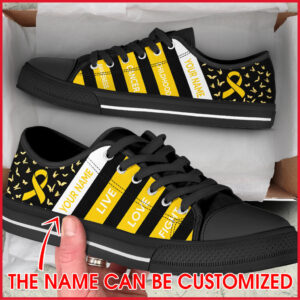 Childhood Cancer Shoes Plaid Low Top Personalized Custom Best Gift For Men And Women 2