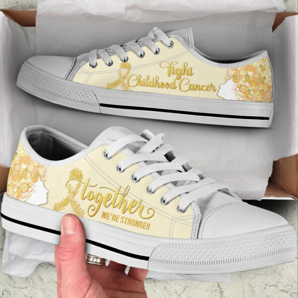 Childhood Cancer Shoes Together We’re Stronger Low Top Shoes – Best Gift For Men And Women