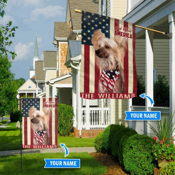 Chinese Crested Dog God Bless America Personalized Flag – Custom Dog Garden Flags – Dog Flags Outdoor