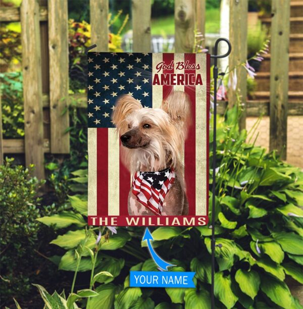 Chinese Crested Dog God Bless America Personalized Flag – Custom Dog Garden Flags – Dog Flags Outdoor