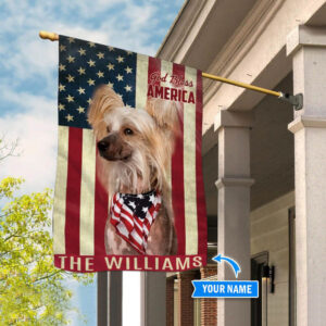 Chinese Crested Dog God Bless America Personalized Flag Custom Dog Garden Flags Dog Flags Outdoor 3