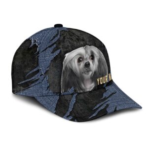 Chinese Crested Jean Background Custom Name Cap Classic Baseball Cap All Over Print Gift For Dog Lovers 2 xoaltn