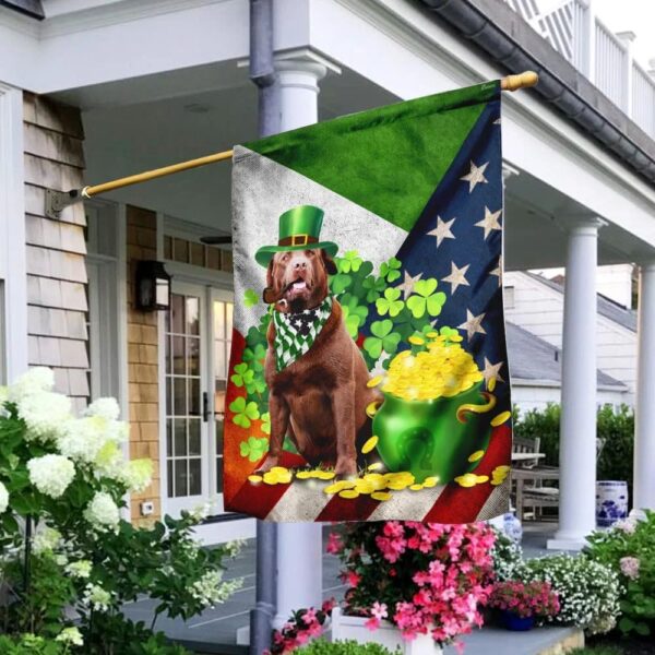 Chocolate Labrador Happy St Patrick’s Day Garden Flag – Best Outdoor Decor Ideas – St Patrick’s Day Gifts