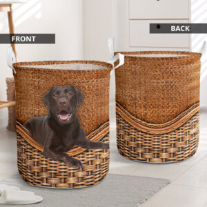 Chocolate Labrador Rattan Texture Laundry Basket…