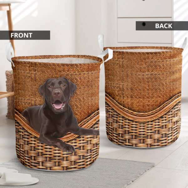 Chocolate Labrador Rattan Texture Laundry Basket – Dog Laundry Basket – Christmas Gift For Her – Home Decor