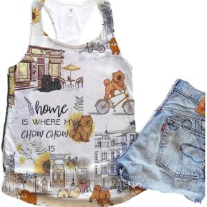 Chow Chow Dog Home Urban Sunflower Tank Top Summer Casual Tank Tops For Women Gift For Young Adults 1 mmunpq