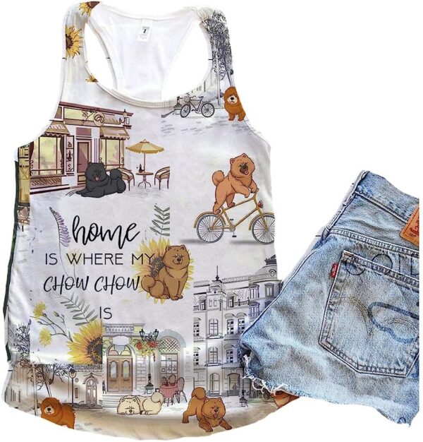 Chow Chow Dog Home Urban Sunflower Tank Top – Summer Casual Tank Tops For Women – Gift For Young Adults