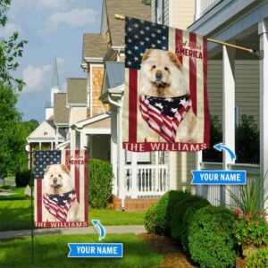 Chow Chow God Bless America Personalized Flag Custom Dog Garden Flags Dog Flags Outdoor 1