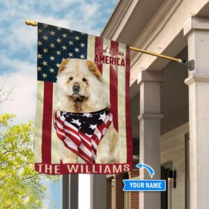 Chow Chow God Bless America Personalized Flag Custom Dog Garden Flags Dog Flags Outdoor 3
