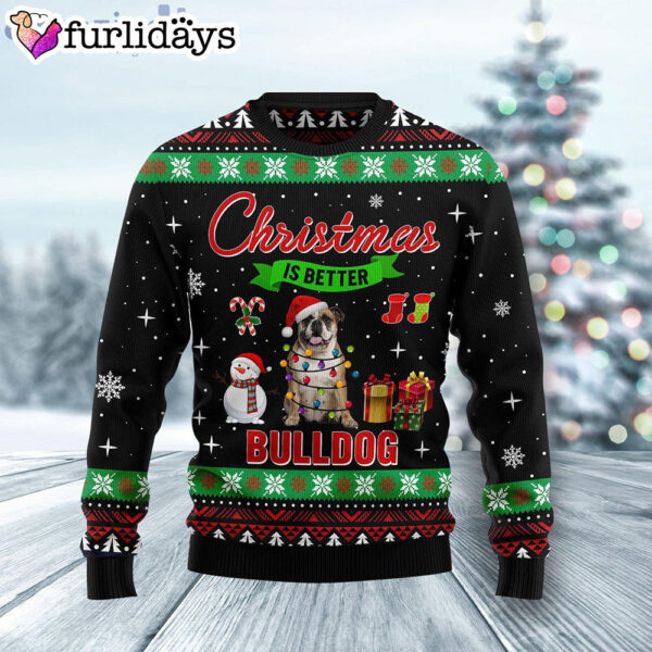 Christmas Is Better With Bulldog Dog Lover Ugly Christmas Sweater – Gifts For Dog Lovers