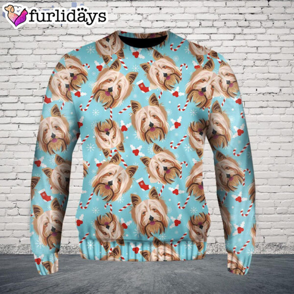 Christmas Pattern Yorkshire Terrier Dog Lover All Over Print Christmas Sweater – Dog Memorial Gift