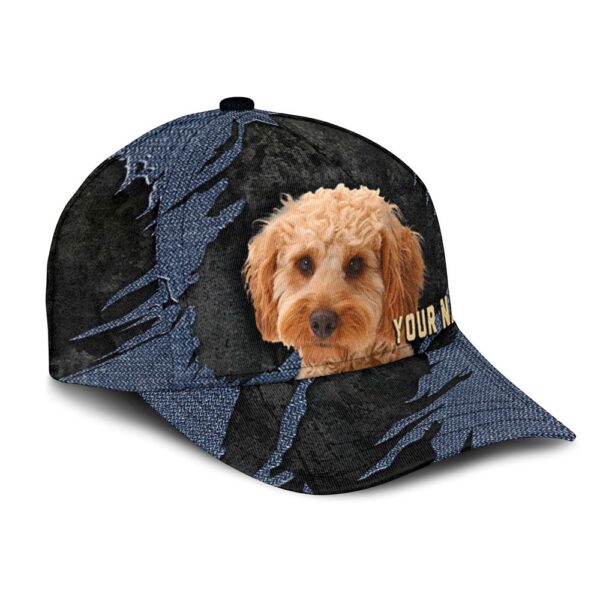 Cockapoo Jean Background Custom Name & Photo Dog Cap – Classic Baseball Cap All Over Print – Gift For Dog Lovers