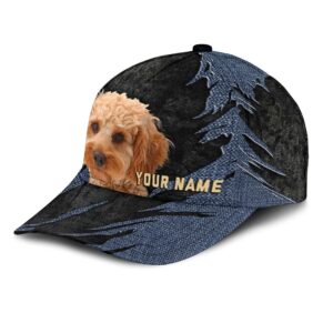 Cockapoo Jean Background Custom Name Cap Classic Baseball Cap All Over Print Gift For Dog Lovers 3 zqtudz