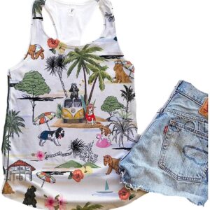 Cocker Spaniel Dog Hawaii Beach Retro Tank Top Summer Casual Tank Tops For Women Gift For Young Adults 1 fgz8zz