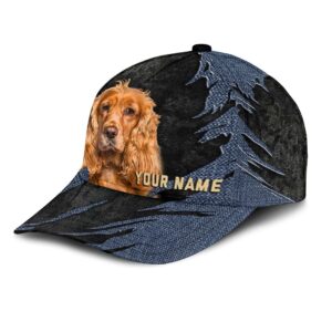Cocker Spaniel Jean Background Custom Name Cap Classic Baseball Cap All Over Print Gift For Dog Lovers 3 qmm4dq