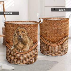 Cocker Spaniel Rattan Texture Laundry Basket…