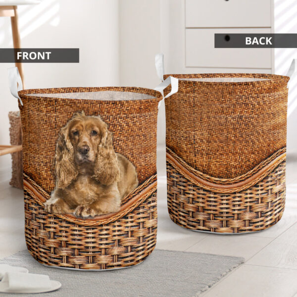 Cocker Spaniel Rattan Texture Laundry Basket – Dog Laundry Basket – Christmas Gift For Her – Home Decor