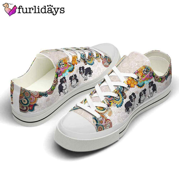 Collie Colorful Flowers Mandala Low Top Shoes  – Happy International Dog Day Canvas Sneaker – Owners Gift Dog Breeders
