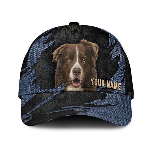 Collie Jean Background Custom Name & Photo Dog Cap – Classic Baseball Cap All Over Print – Gift For Dog Lovers