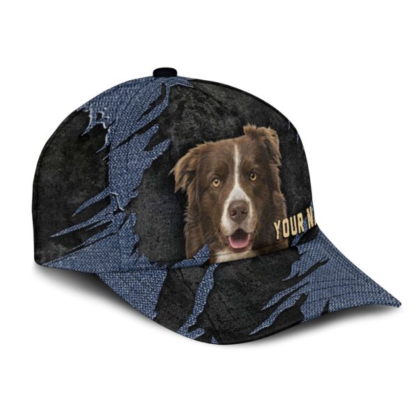 Collie Jean Background Custom Name & Photo Dog Cap – Classic Baseball Cap All Over Print – Gift For Dog Lovers