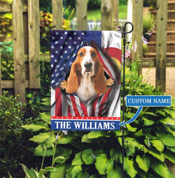 Colorado Basset Hound Personalized Garden Flag – Garden Dog Flag – Personalized Dog Garden Flags