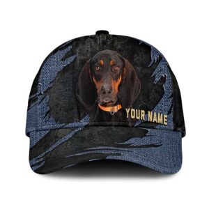 Coonhound Jean Background Custom Name Cap Classic Baseball Cap All Over Print Gift For Dog Lovers 1 ncmr9y