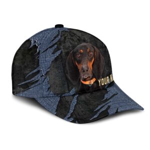 Coonhound Jean Background Custom Name Cap Classic Baseball Cap All Over Print Gift For Dog Lovers 2 y4sxek