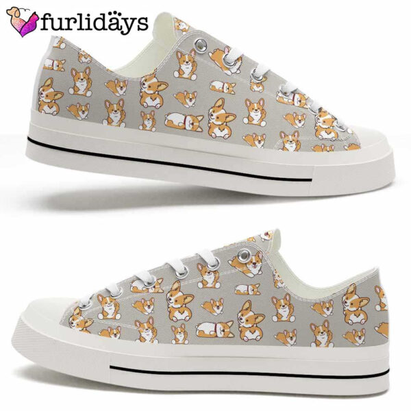 Corgi Cute Pattern Low Top Shoes  – Happy International Dog Day Canvas Sneaker – Owners Gift Dog Breeders