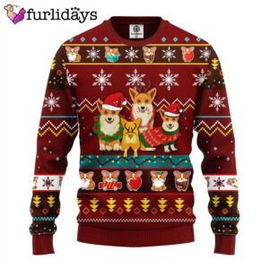 Corgi Cute Ugly Christmas Sweater Red…