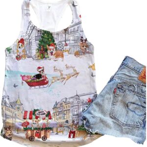 Corgi Dog Christmas In The City Tank Top Summer Casual Tank Tops For Women Gift For Young Adults 1 djirsb