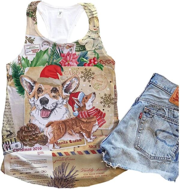 Corgi Dog Christmas Letter From Santa Claus Tank Top – Summer Casual Tank Tops For Women – Gift For Young Adults