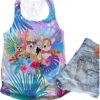 Corgi Dog Neon Tropical Tank Top – Summer Casual Tank Tops For Women – Gift For Young Adults