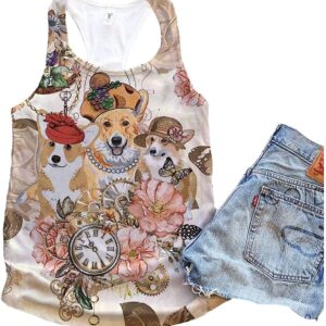 Corgi Dog Timeless Flower Vintage Tank Top Summer Casual Tank Tops For Women Gift For Young Adults 1 j2qrey