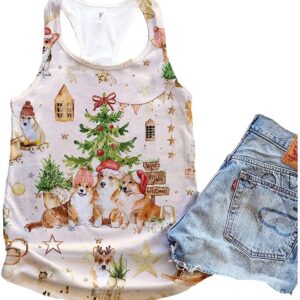 Corgi Dog Warm Vintage Christmas Tank Top Summer Casual Tank Tops For Women Gift For Young Adults 1 xvzv2v