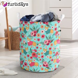 Corgi Flower Laundry Basket Dog Laundry Basket Christmas Gift For Her Home Decor 1