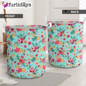 Corgi Flower Laundry Basket Dog Laundry Basket Christmas Gift For Her Home Decor 2