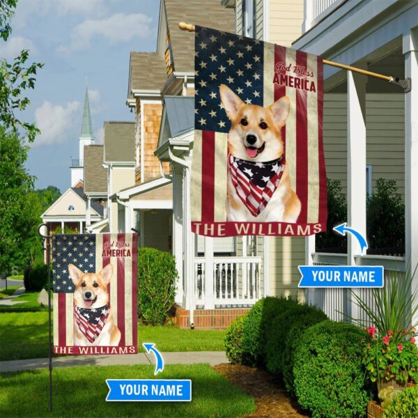 Corgi God Bless America Personalized Flag – Custom Dog Garden Flags – Dog Flags Outdoor