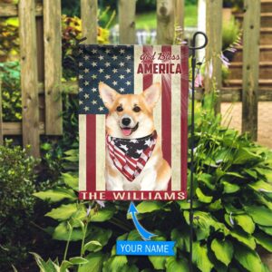 Corgi God Bless America Personalized Flag Custom Dog Garden Flags Dog Flags Outdoor 2