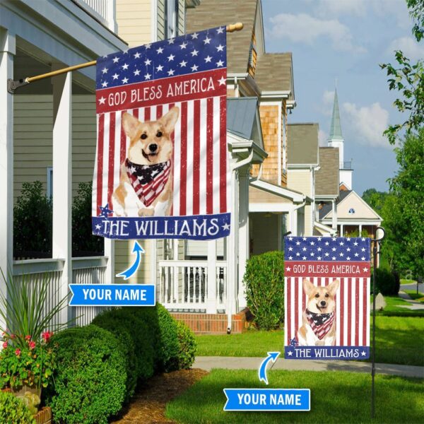 Corgi God Bless America Personalized Flag – Garden Dog Flag – Custom Dog Garden Flags