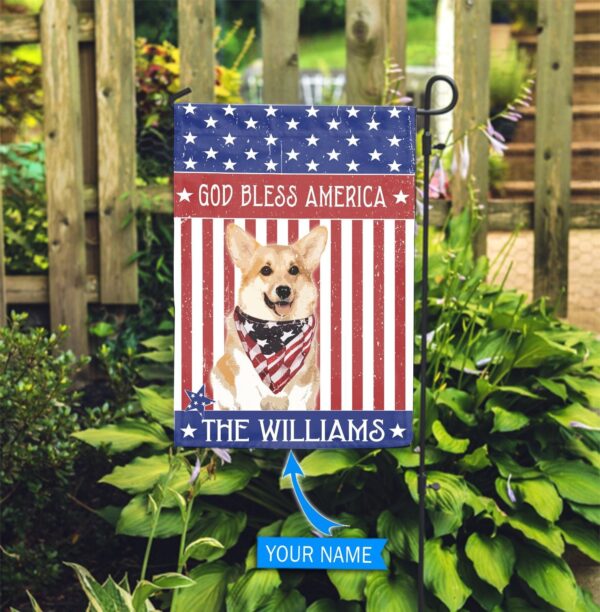 Corgi God Bless America Personalized Flag – Garden Dog Flag – Custom Dog Garden Flags