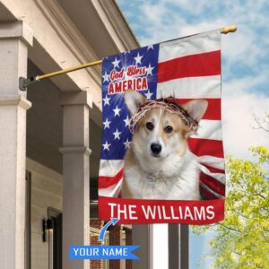 Corgi God Bless America Personalized House Flag Garden Dog Flag Personalized Dog Garden Flags 1