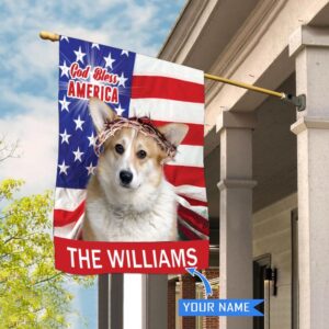 Corgi God Bless America Personalized House Flag Garden Dog Flag Personalized Dog Garden Flags 2